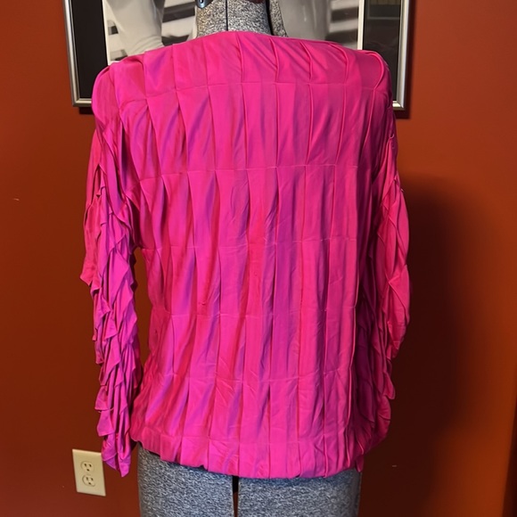 Barbie pink missoni ruched exaggerated sleeve top sz m vintage - Picture 3 of 8